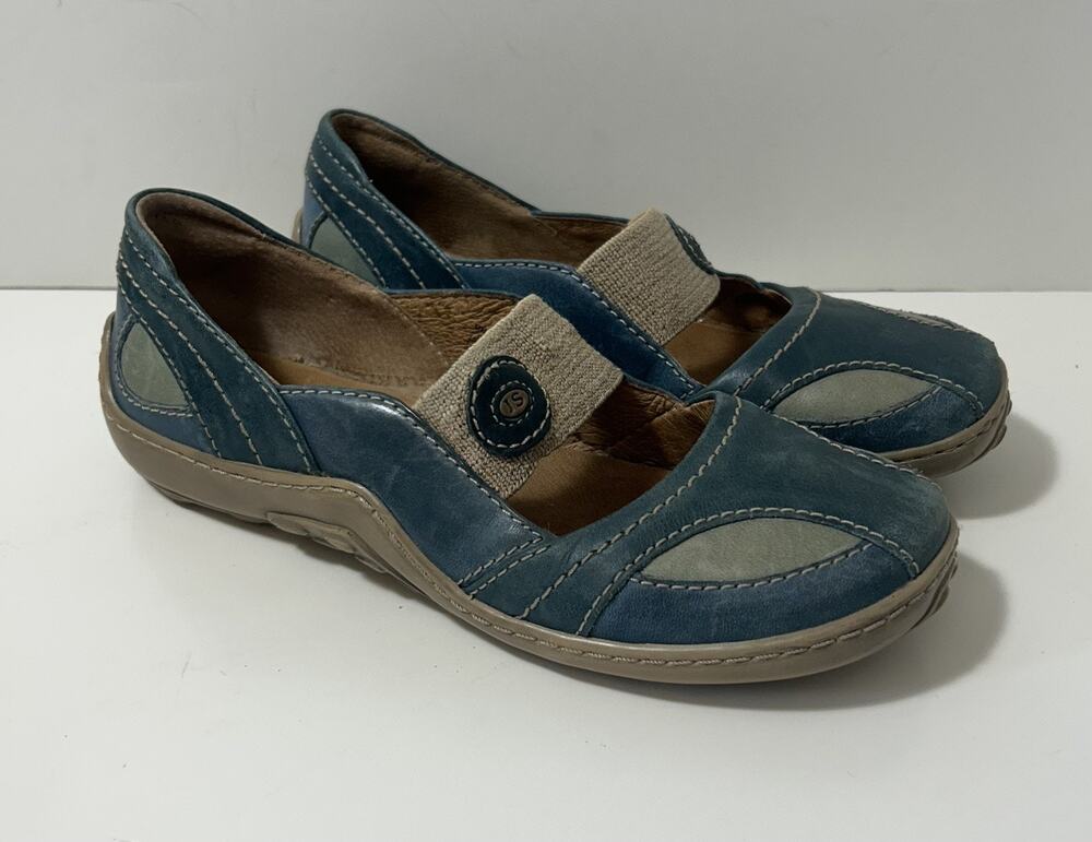 JOSEF SEIBEL Blue Leather Mary Jane Comfort Shoes Walking Casual Womens 36 5-5.5